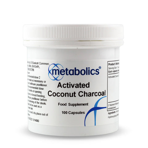 Activated Coconut Charcoal (Pot Of 100 Capsules) - Metabolics