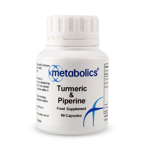 Turmeric and Piperine (Pot of 90 capsules) - Metabolics